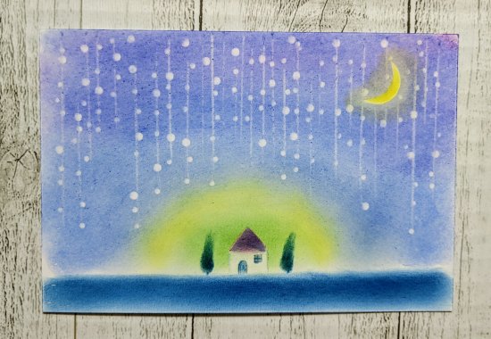 絵本の風景シリーズ５】「星の降る夜は」 - ぱすてるーむ夢の花のパステルアート通信講座SHOP