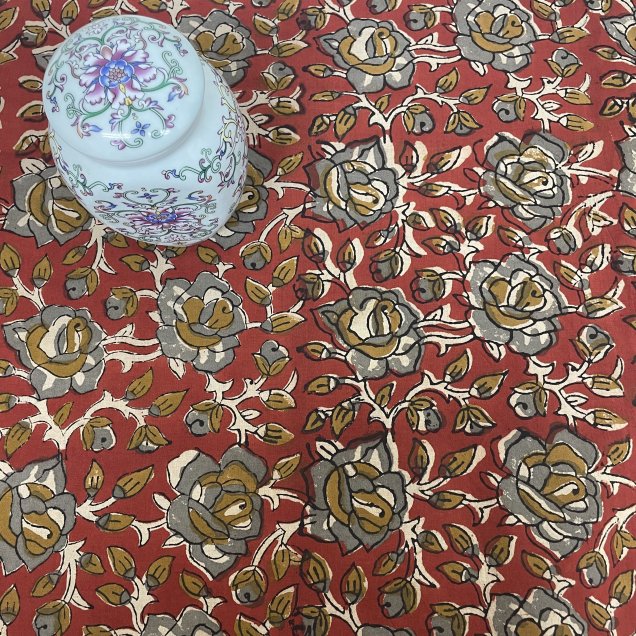 Х롼 ५ꡡ
ϥɥ֥åRose flower wooden block print bagru Jaipur cotton fabric 