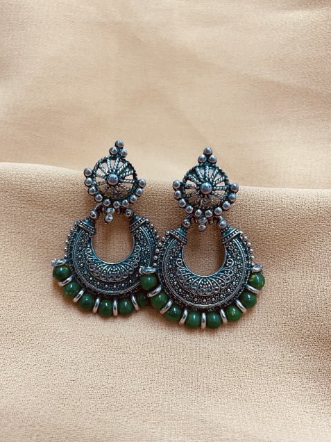 ꡼Ǥ롡ꥨ󥿥ǥ󡡥ԥoriental design earrings deep green color 