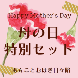 母の日特別セット1　（七福おはぎ）カーネーション（１輪・造花）、メッセージカード　送料込みセット(冷凍便）