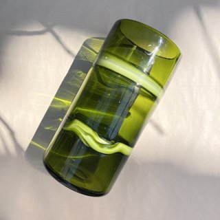 vintage Green glass flower base [PR-12] ビンテージ グリーンガラスフラワーベース