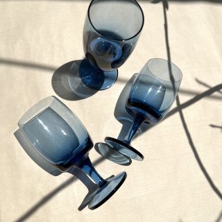 vintage blue glass goblet [KG-6] ビンテージ ブルーグラス ゴブレット