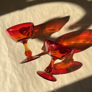 vintage red glass goblet [KG-9] ビンテージ レッドグラス ゴブレット