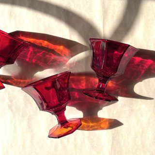vintage red dessert glass [KG-21] ビンテージ レッドデザートグラス