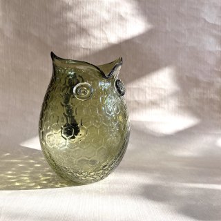 vintage owl motif glass flower base [PR-34] ビンテージ フクロウモチーフガラスフラワーベース