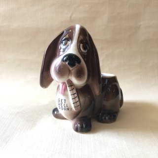 vintage pottery dog planter [PR-47] ビンテージ 陶器犬プランター