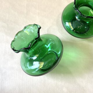vintage green glass flower vase [PR-51] ビンテージ グリーンガラスフラワーベース