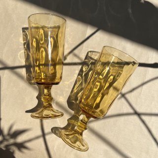 vintage amber glass goblet [KG-36] ビンテージ アンバーガラスゴブレット

