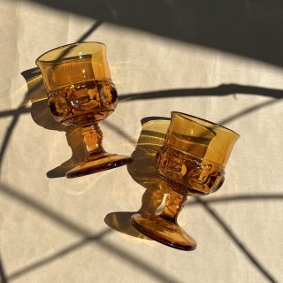 vintage amber glass goblet [KG-37] ビンテージ アンバーガラスゴブレット
