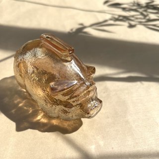 vintage pig motif glass coin bank [OJ-72]ビンテージ ピッグモチーフガラスコインバンク
