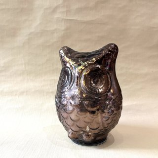 vintage owl motif glass object [OJ-78]ビンテージ フクロウモチーフガラスオブジェ