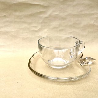 vintage glass apple cup ＆ saucer [KM-31] ビンテージ ガラスカップ＆ソーサー