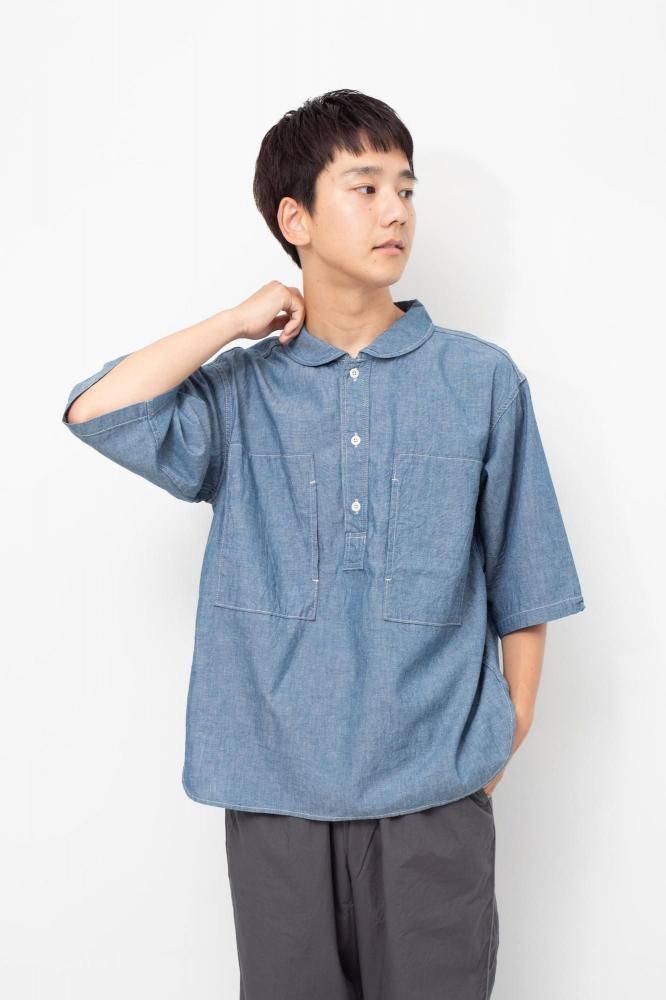 トップス ORDINARY FITS CHAMBRAY PULLOVER SHIRTS CHAMBRAY SHORT SLEEVE PULLOVER SHIRTS - ORDINARY FITS