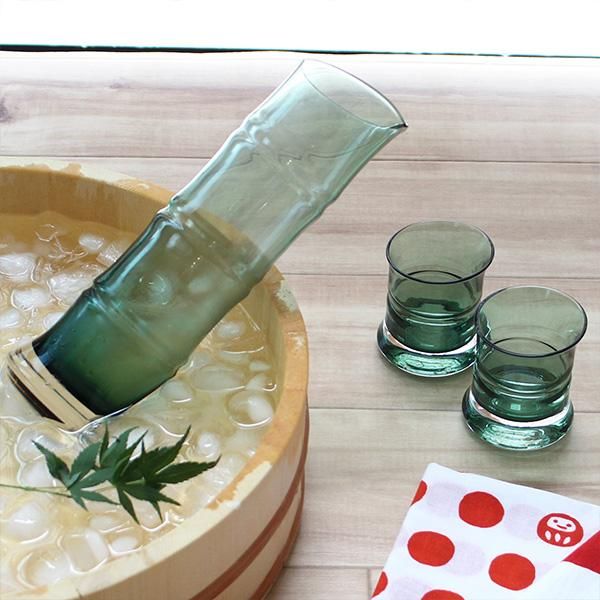 江戸硝子 青竹 酒器揃え 大 - これいい和市場