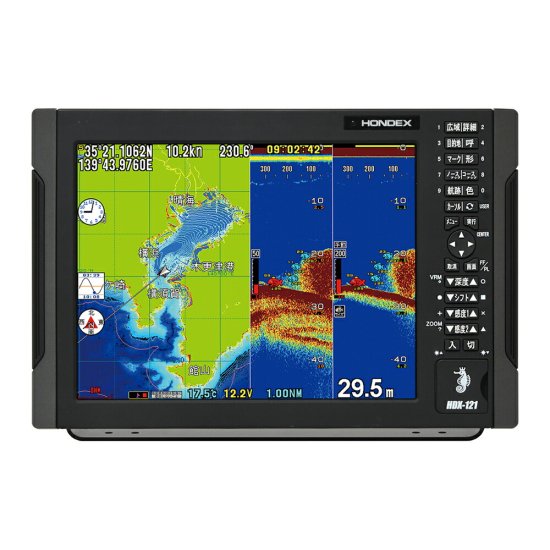 魚群探知機 船舶用品 HDX-12C GPS内蔵仕様 2kW 12.1型 ローチャープ（低）振動子 TD360 - ナニワ ショッピングサイト