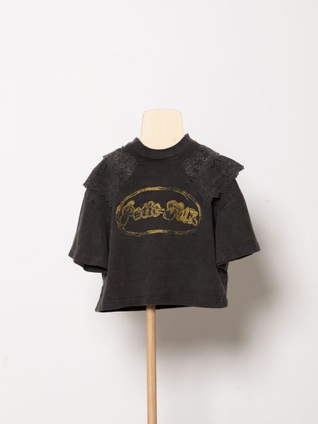 folk made フォークメイド　肩レースTシャツ print lace T-shirts