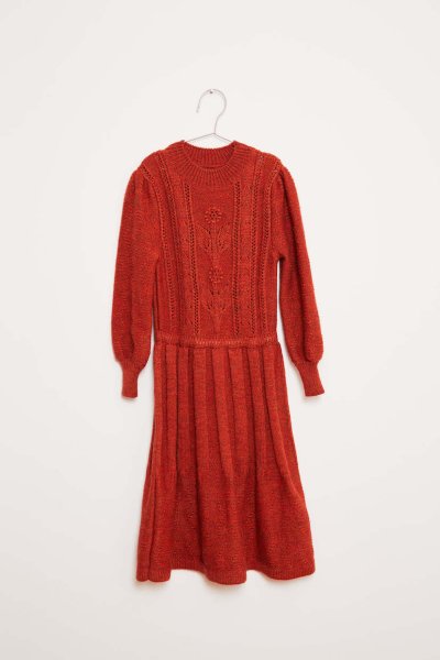 fish&kids フィッシュアンドキッズ 　KNITTED VICTORIAN DRESS(RED) ヴィクトリアンニットドレス