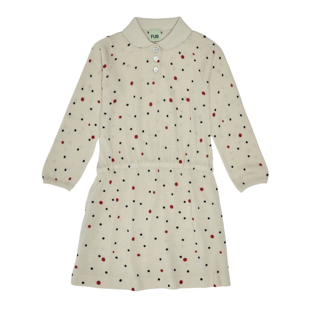 fish&kids フィッシュアンドキッズ 　Dot Dress ecru 水玉ニットワンピース