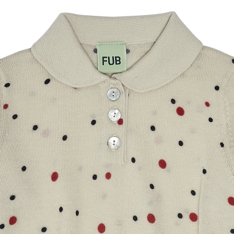 fish&kids フィッシュアンドキッズ 　Dot Dress ecru 水玉ニットワンピース