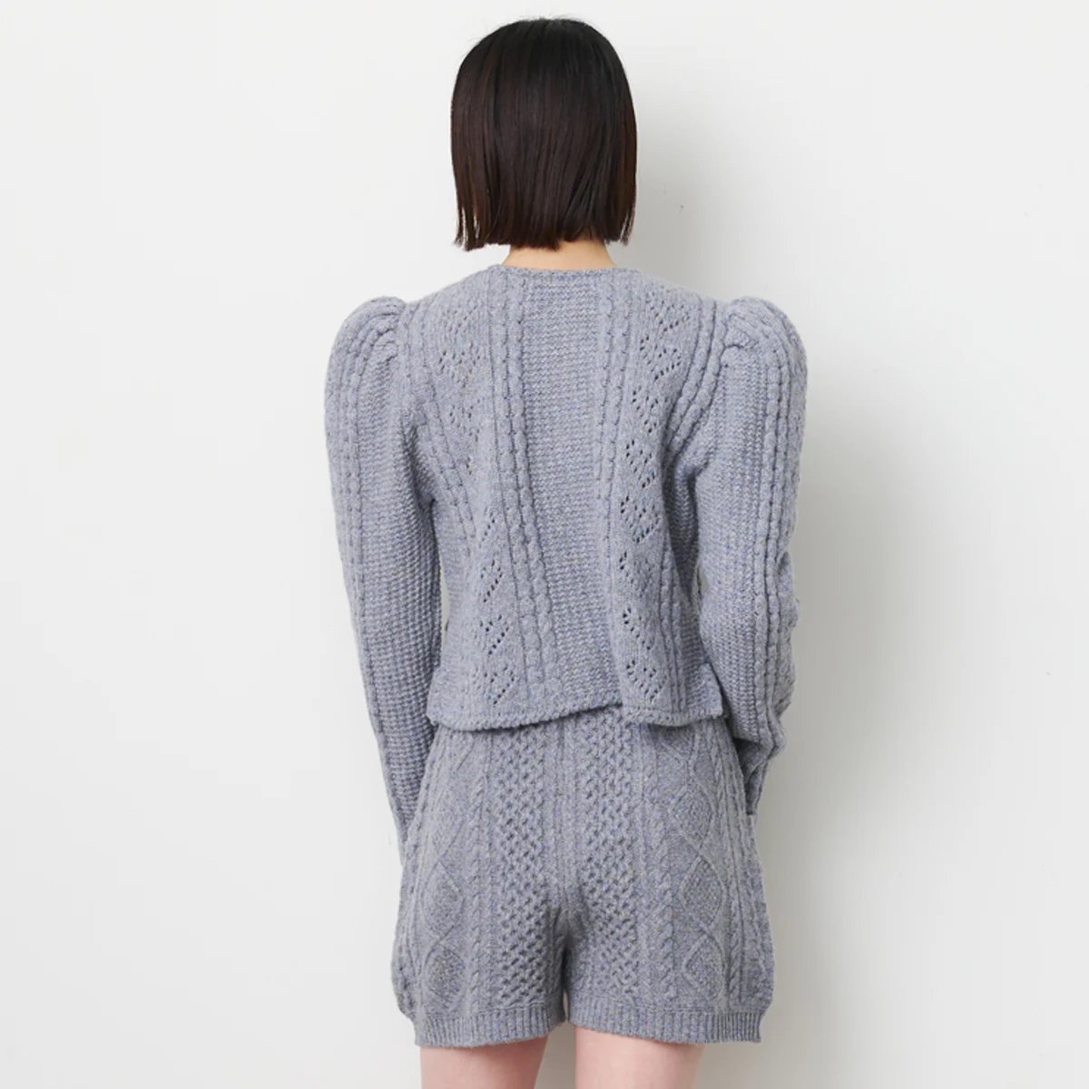 VENIT ヴェニット ARAN KNIT JACKET & SHORTPANTS / GREY