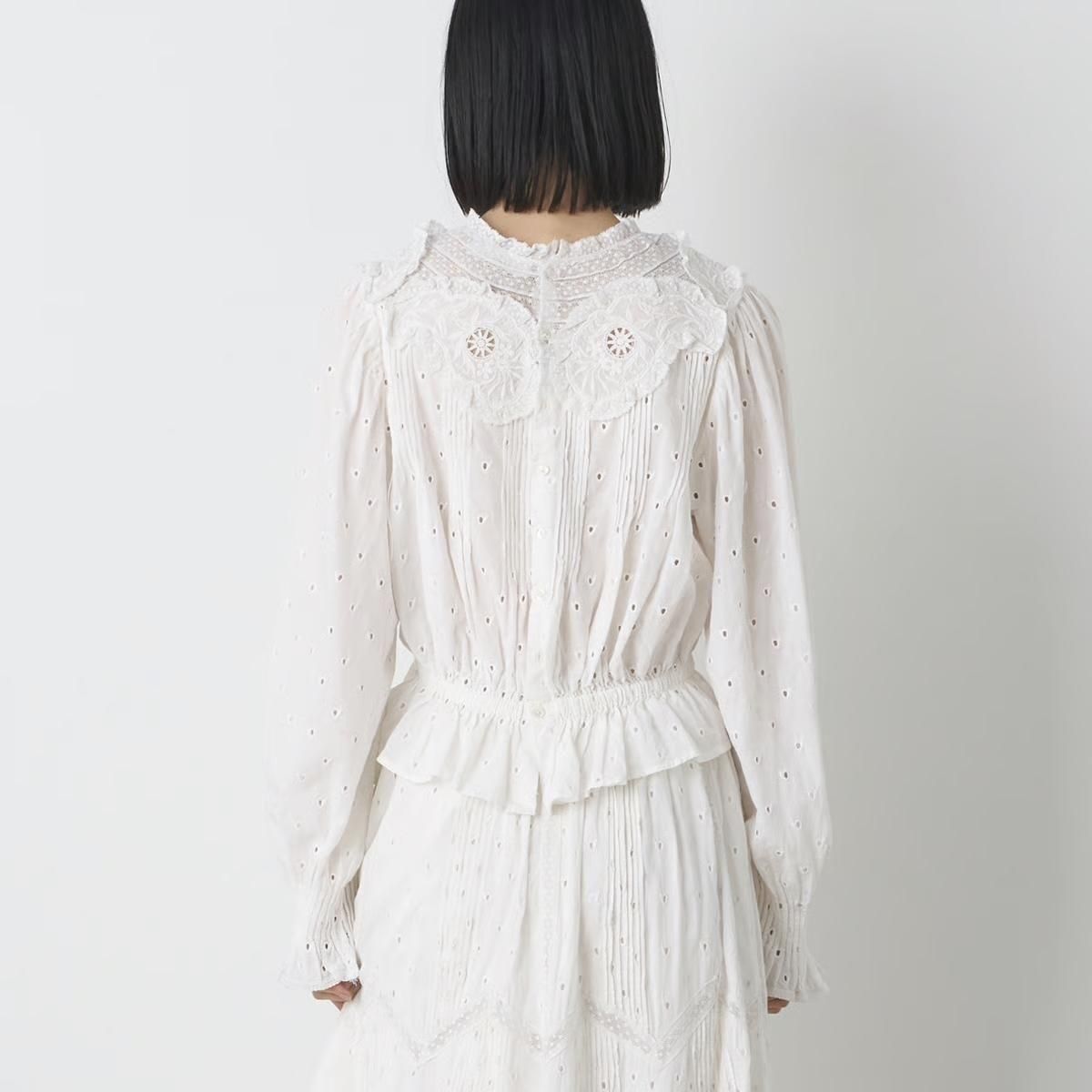 VENIT ヴェニット COTTON RAYON VINTAGE LACE ブラウス (PINK