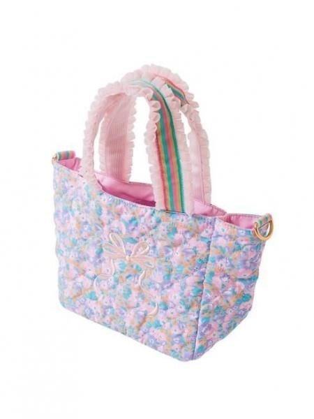 fafa  フェフェ LILA KATE | リボン刺繍キルティングミニトートバッグ - ラベンダー