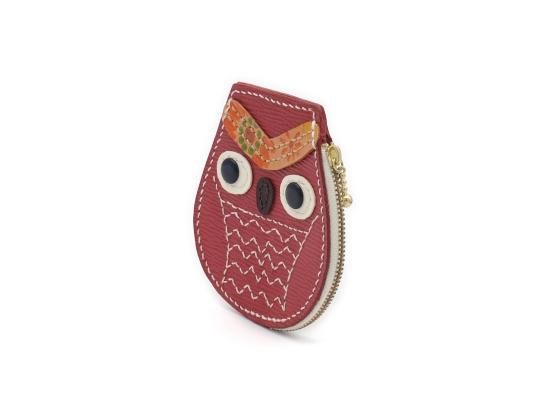 かと 新品未使用 美品 コーチ フクロウ OWL レザー コインケース COACH ギフトボックス付き 幸運を呼ぶフウロウ柄 C6594B アウル