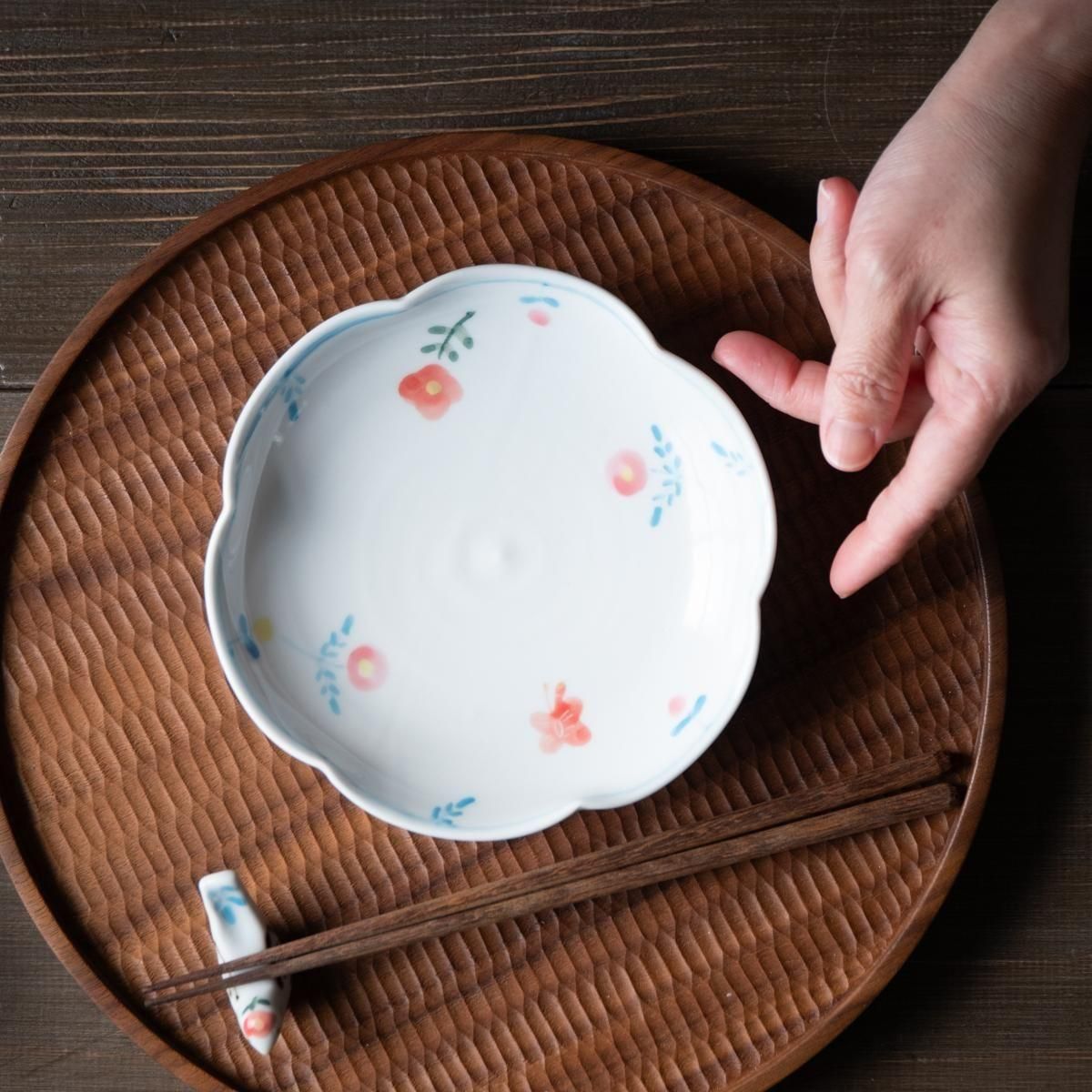 米満麻子 春色／五寸輪花皿