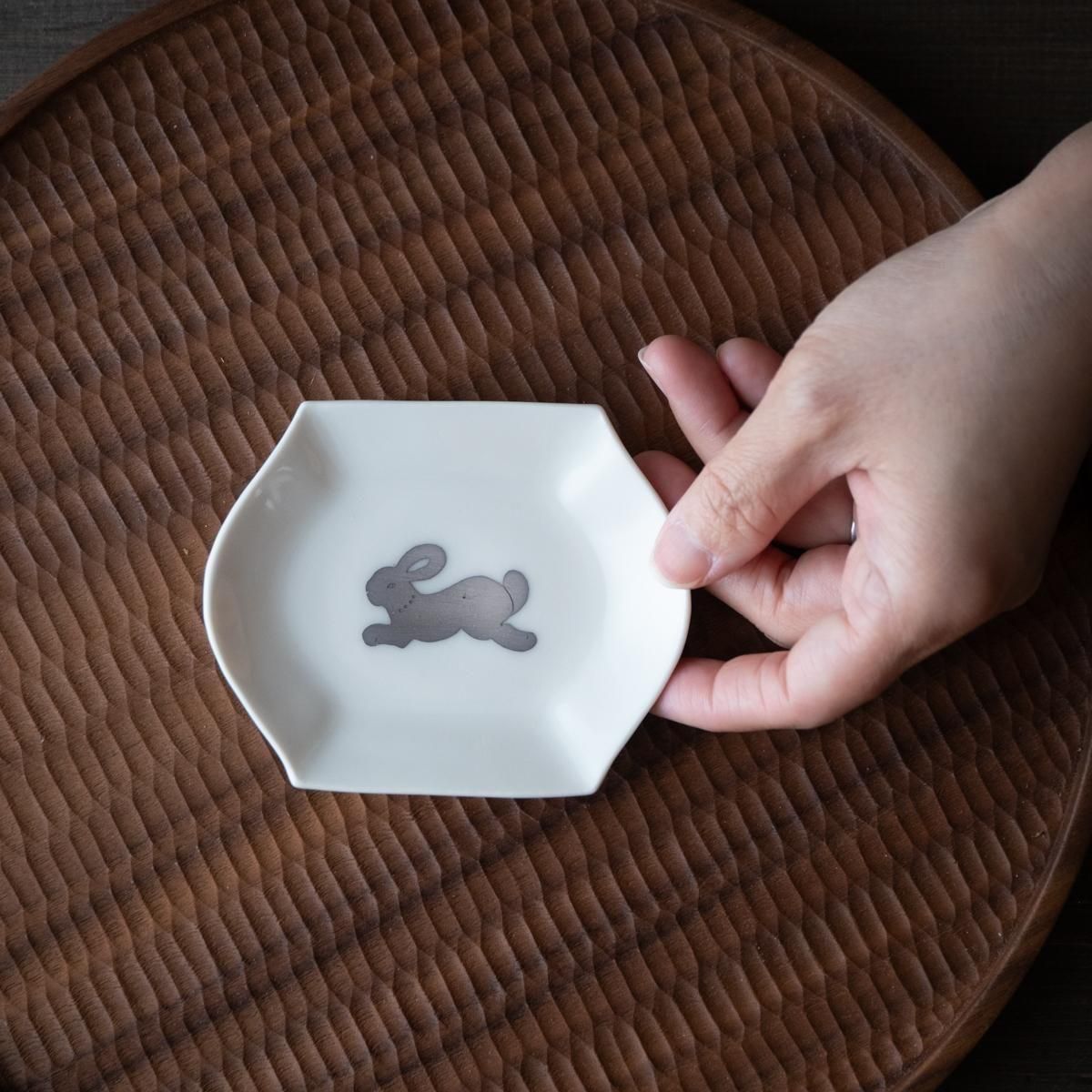 竹村聡子　六角香合　銀獣シリーズ　うさぎ 竹村聡子 六角香合 銀獣シリーズ うさぎ 竹村聡子 六角香合 銀獣