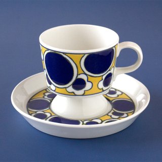ARABIA Pauliina アラビア パウリーナ コーヒーカップ＆ソーサー／イエロー×ブルー（Vintage）