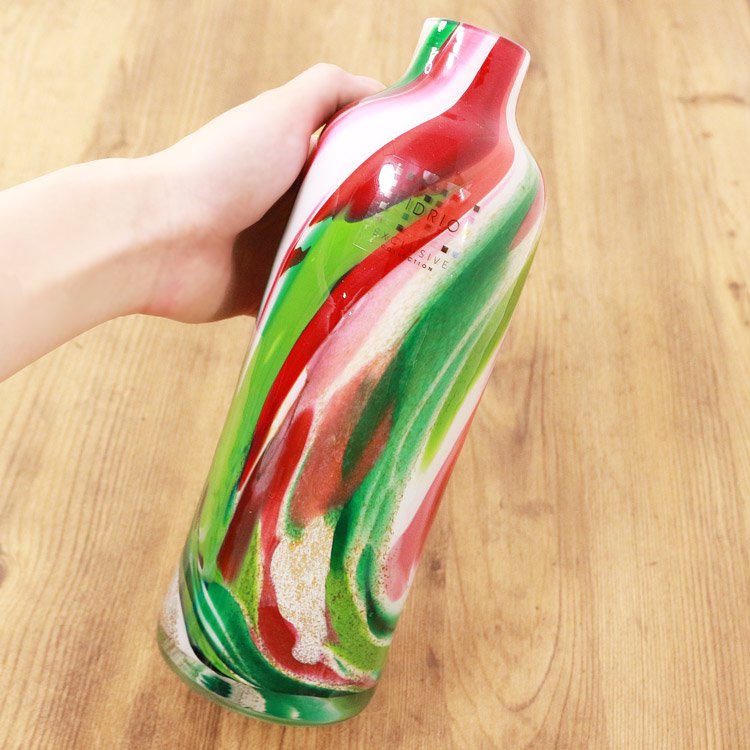 FIDRIO(フィデリオ) ボトルフラワーベース グリーン系 花瓶 ガラス ミックスカラー