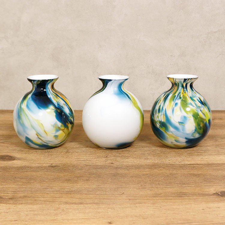 FIDRIO(フィデリオ) COLORIボールフラワーベース イエローブルー系 花瓶 ガラス ミックスカラー