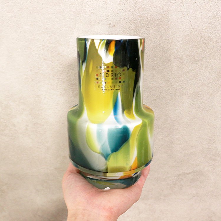 FIDRIO(フィデリオ) COLORI Nouvoフラワーベース カーキ系 花瓶 ガラス ミックスカラー