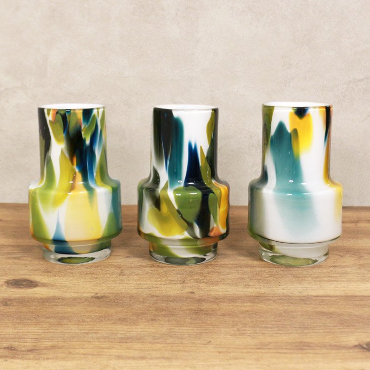 FIDRIO(フィデリオ) COLORI Nouvoフラワーベース カーキ系 花瓶 ガラス ミックスカラー