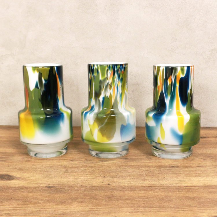 FIDRIO(フィデリオ) COLORI Nouvoフラワーベース ネイビーカーキ系 花瓶 ガラス ミックスカラー
