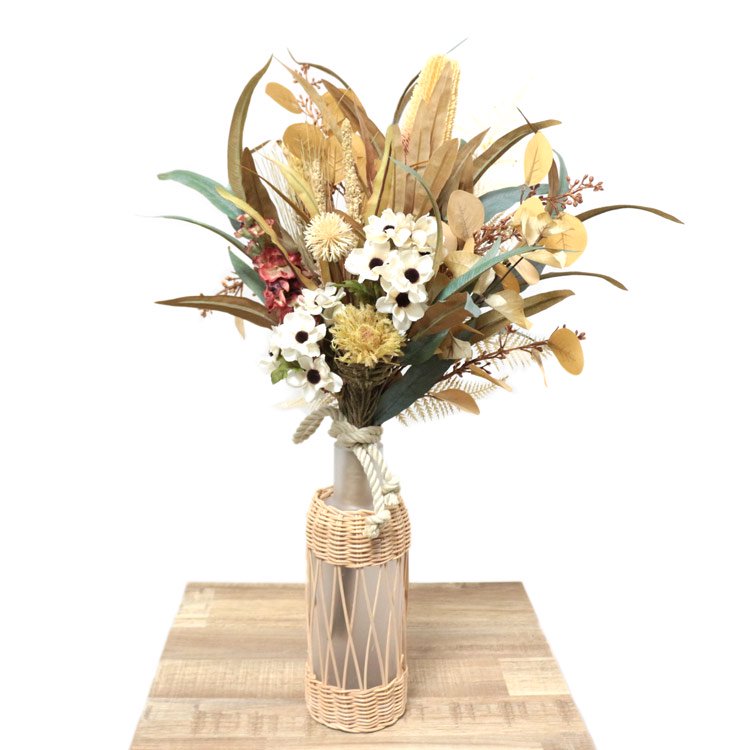 アネモネとバンクシアのドライミックスウィート2WAYブーケ/スワッグ 花瓶アレンジメント 造花 アーティフィシャルフラワー