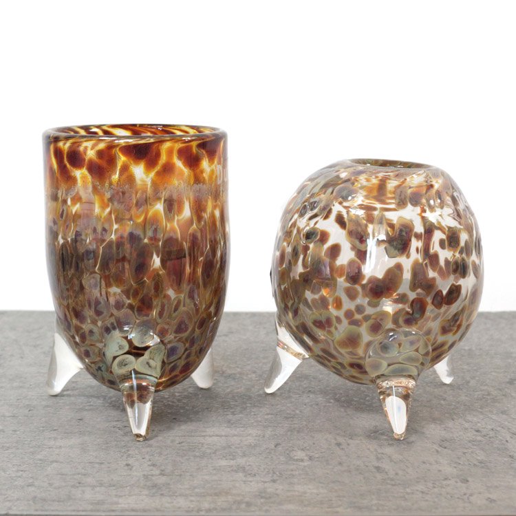 DutZ Collection(ダッツコレクション) エビータガラスフラワーベース2 花瓶 ラスターブラウン