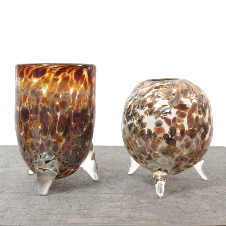DutZ Collection(ダッツコレクション) エビータガラスフラワーベース2 花瓶 ラスターブラウン