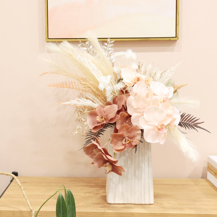 胡蝶蘭のドライフラワー風アレンジメント ピンク ギフト お祝い 造花 アーティフィシャルフラワー