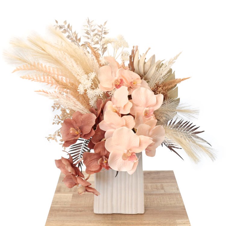 胡蝶蘭のドライフラワー風アレンジメント ピンク ギフト お祝い 造花 アーティフィシャルフラワー