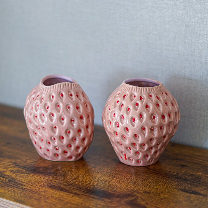 DES POTS(デスポッツ) ストロベリーフラワーベース 【pink】Ｓ・Ｍ・Ｌ・ＬＬ ピンク いちご 花瓶