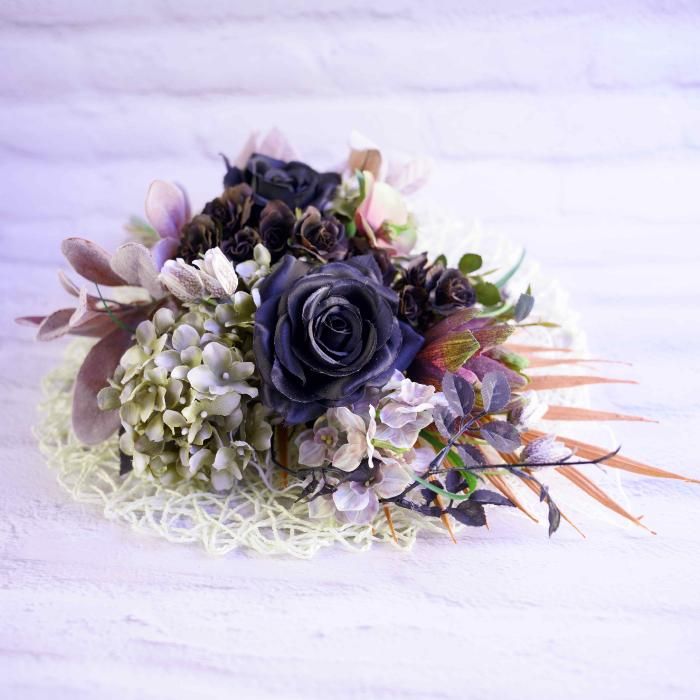 黒バラのスタイリッシュなスワッグブーケ 造花 アーティフィシャル