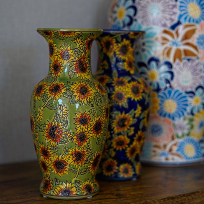 Despots(デスポッツ) Vintage sunflower/flowervase 花瓶 陶器 絵付 花 向日葵 - アーティフィシャルフラワー ・造花アレンジメントの通販専門店fullr