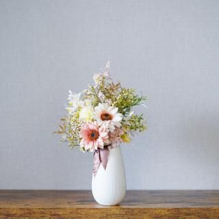 くすみカラーひまわりのミニブーケ 花瓶アレンジメント 造花