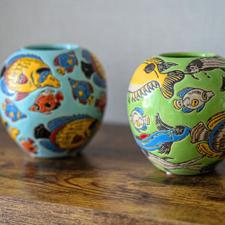 <img class='new_mark_img1' src='https://img.shop-pro.jp/img/new/icons6.gif' style='border:none;display:inline;margin:0px;padding:0px;width:auto;' />Despots(ǥݥå) vase with fish  ƫ ֥롼/꡼