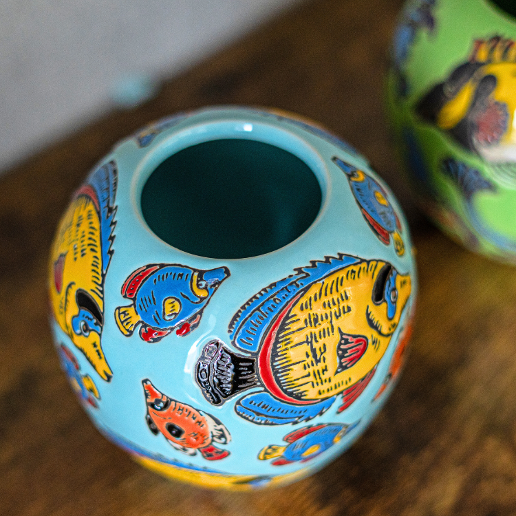 <img class='new_mark_img1' src='https://img.shop-pro.jp/img/new/icons6.gif' style='border:none;display:inline;margin:0px;padding:0px;width:auto;' />Despots(ǥݥå) vase with fish  ƫ ֥롼/꡼