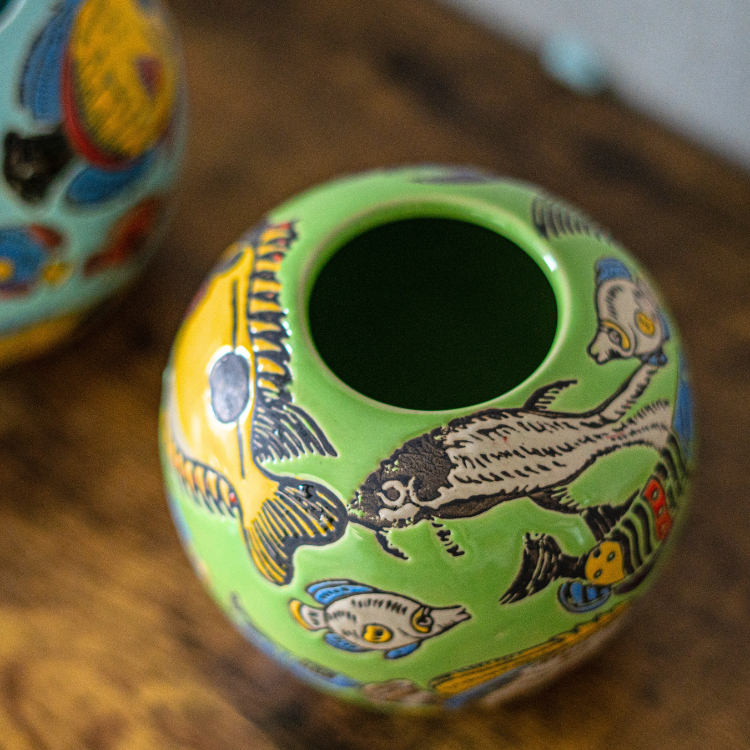 <img class='new_mark_img1' src='https://img.shop-pro.jp/img/new/icons6.gif' style='border:none;display:inline;margin:0px;padding:0px;width:auto;' />Despots(ǥݥå) vase with fish  ƫ ֥롼/꡼