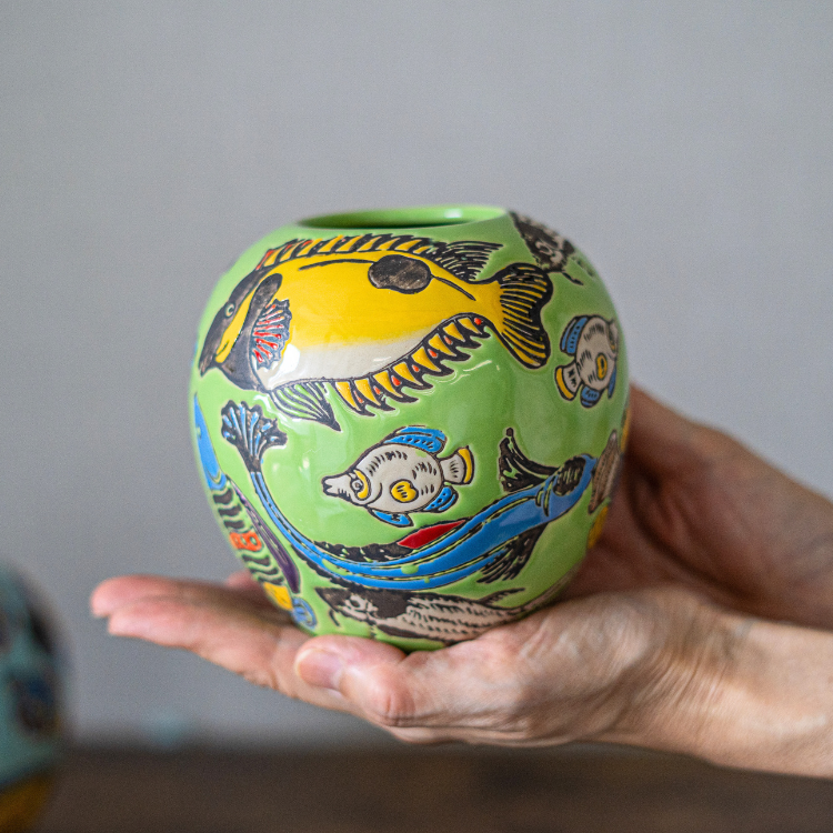 <img class='new_mark_img1' src='https://img.shop-pro.jp/img/new/icons6.gif' style='border:none;display:inline;margin:0px;padding:0px;width:auto;' />Despots(ǥݥå) vase with fish  ƫ ֥롼/꡼