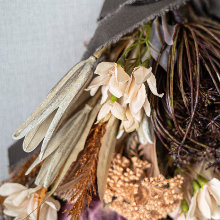 <img class='new_mark_img1' src='https://img.shop-pro.jp/img/new/icons6.gif' style='border:none;display:inline;margin:0px;padding:0px;width:auto;' />ドライフラワー風プロテアの2WAYブーケ/スワッグ ブーケアレンジメント 造花 アーティフィシャルフラワー