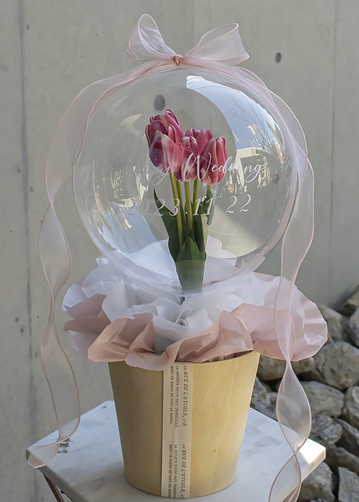【結婚式 電報/祝電】balloon flower five tulips/バルーンフラワー5本のチューリップ